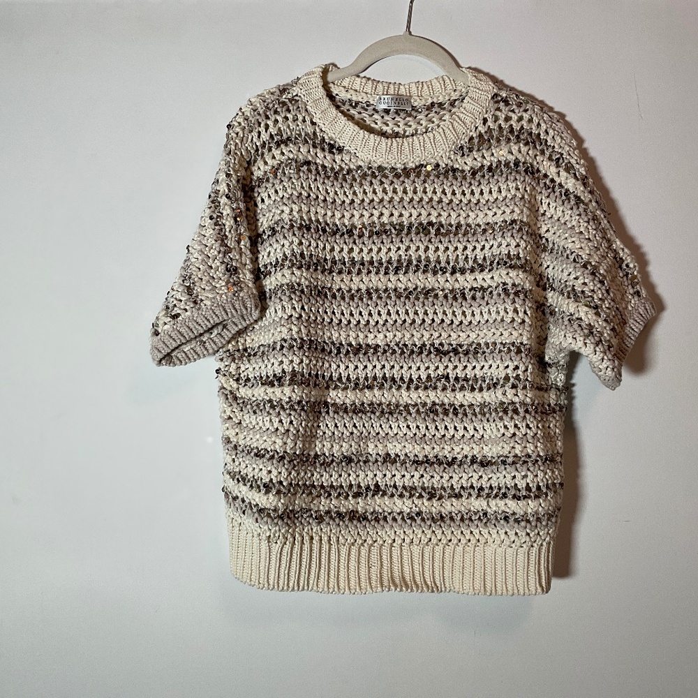 Brunello Cucinelli cotton, sweater with paillettes - Picture 1 of 5